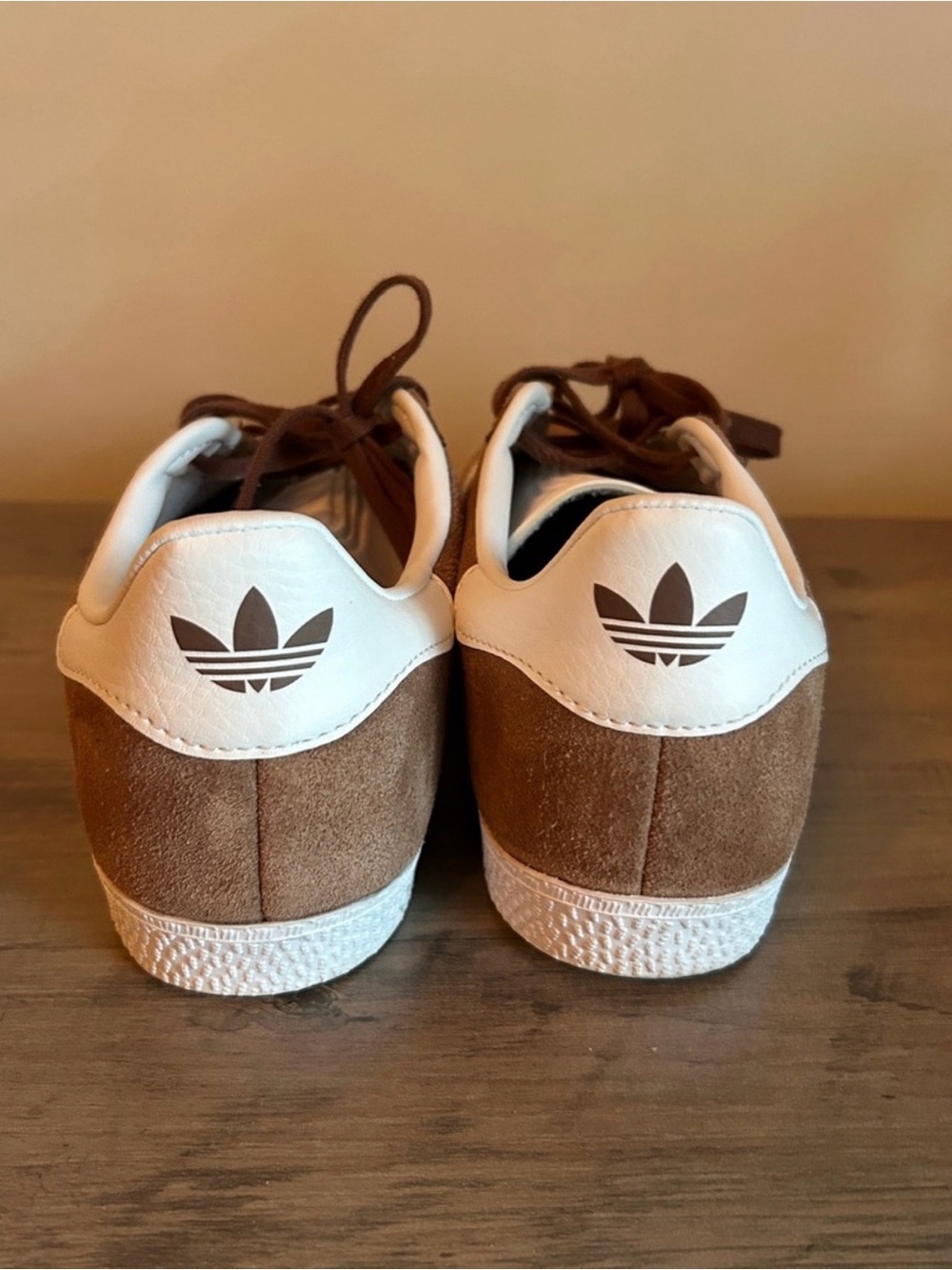 adidas Brown Suede Gazelle Sneakers with White Stripes
